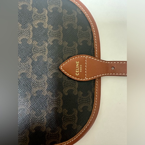 Celine Folco Bag In Triomphe Canvas And Calfskin Tan - Picture 5 of 12